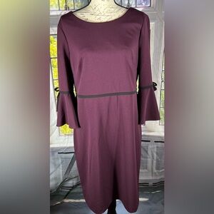 Tommy Hilfiger Purple Bell Sleeve Career Dress Size 14